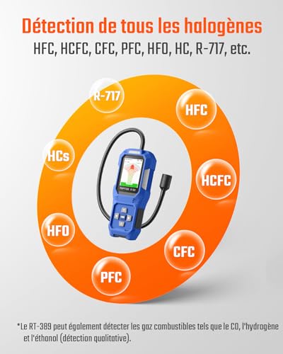 Détecteur de fuite de réfrigérant rechargeable TOPTES RT-389 contre les pertes de gaz - 4