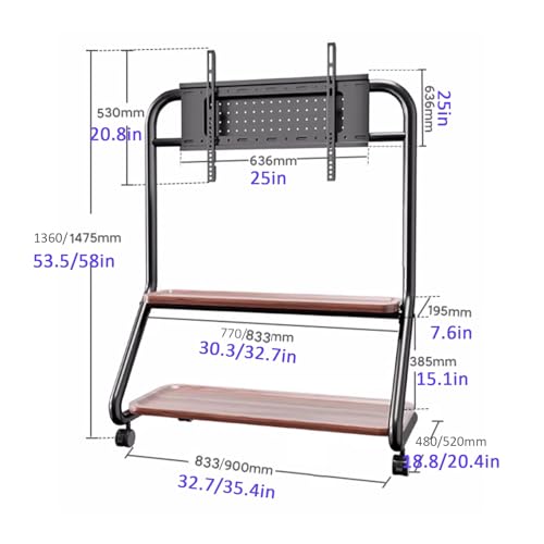 Soporte móvil para TV con altura ajustable y ruedas blanco miniatura 2