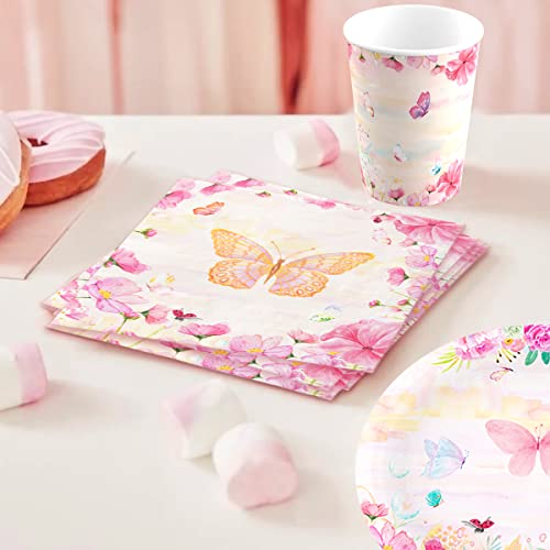 Ainden Butterfly Party Supplies, Butterfly Birthday Party Supplies Including Butterfly Paper Plates And Napkins Cups For 25 Guests #TOP4