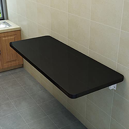 KUKIXO Mesa Plegable de Pared con Hoja abatible, Escritorio de computadora con Soportes Blancos, 20 tamaños (Color : Nero, Size : 60x50cm/24x20in)