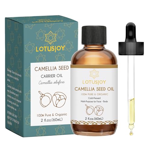 LOTUSJOY Camellia Seed Oil 100% Pure & Organic Cold-Pressed Multi-Purpose for Face and Body 2 fl oz (60mL)