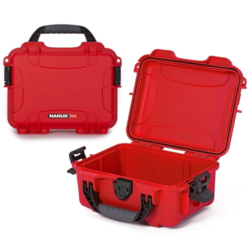 Image of NANUK 904 Empty Hard Case - IP67 Waterproof Protective Hard-Shell Case, Impact-Resistant & Dustproof Storage Case, Perfect for Travel, 10.2 inch x 7.9 inch x 4.5 inch, Made in Canada - Red