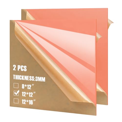 Image of 2pcs Pastel Cell Cast Acrylic Sheets Watermelon Pink 1 /8inch (3mm) 11.75x11.75 300x300mm Glossy Matte Laserable Plexiglass Sheets Plasitc Board for Laser Cutting Engraving DIY Project
