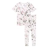 Posh Peanut Adult Pajamas Set - Two Piece Loungewear - Soft Viscose from Bamboo Nightwear PJs (Vintage Pink Rose, Womens - XXL)