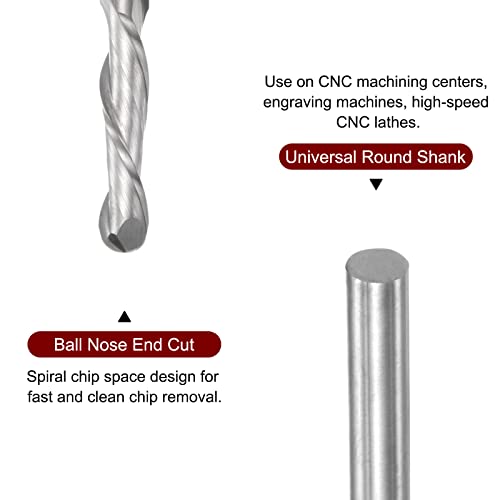 Image of HARFINGTON Ball Nose End Mill 6mm Diameter 28mm Cutting Length 6mm Shank High Speed Steel 2 Flutes Spiral Upcut CNC Router Bits