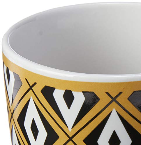 Caneca De Porcelana Super White C/tampa E Filtro Tebas Preto/dourado 310ml C/caixa De Presente Lyor