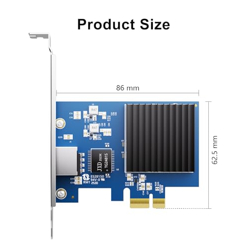 Image of 10Gb RJ45 NIC, 10GBASE-T PCIe Network Card with Realtek RTL812 Chip, Single RJ45 Port, PCIe X1, 10G CNA (Converged Network Adapter) with Low Profile for Windows /Windows Server /Linux