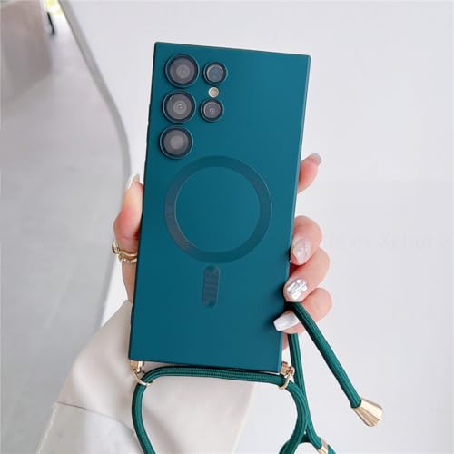 Étui de chargement magnétique pour S22 Ultra couleur vert foncé antichoc