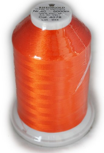 Hilo Rayón Rheingold No. 40, Color Tangerina, Cono Comercial para Bordado a Máquina, 5500 yardas / 5000 metros miniatura 1