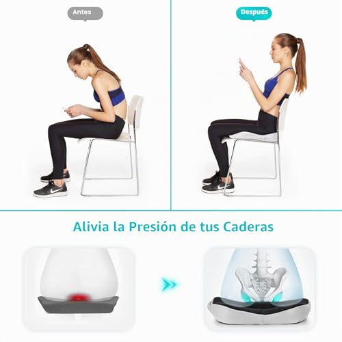 Miniatura 4 de Feagar Cojin Donuts Coxis Hemorroides, Cojín Silla Oficina Ortopédico, Cojin Antiescaras Almohada Viscoelástica Ergonómico, Alivio Cóccix Para Escritorio Silla Ruedas Asiento Coche H9 Cm