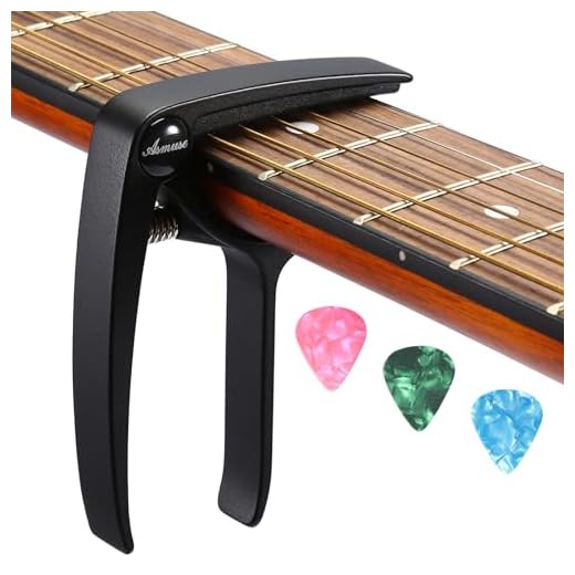 Asmuse Cejilla Guitarra Española Acústica Eléctrica Profesional, Guitar Capo de Ligero Aleación de Aluminio con 3 Púas de Guitarra para Guitarra Acústica Eléctrica Bajo Ukelele Mandolina Banjo