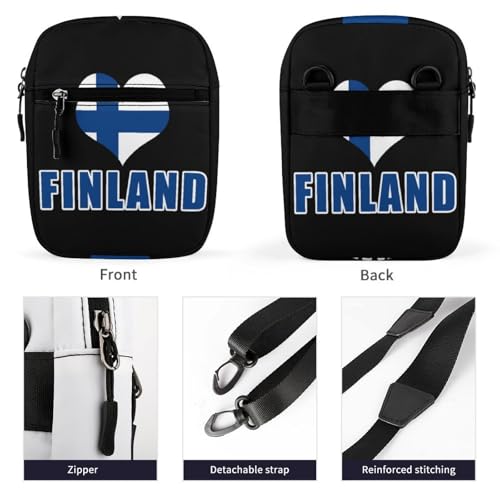 Finnish Flag Love Finland Cute Crossbody Bag Messenger Shoulder Bags with Adjustable Strap3