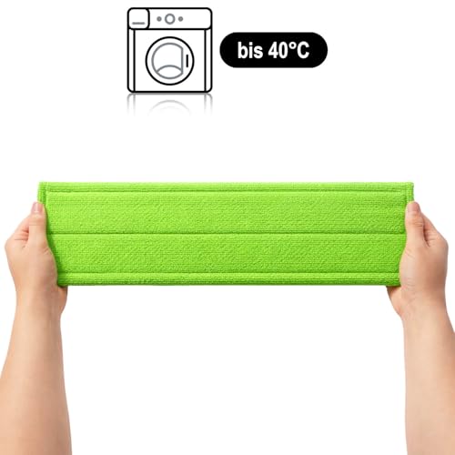 com-four® 3 nakladki z mikrofibry – zapas do mopa podlogowego 39 cm – do wszystkich rodzajów podlóg – pranie w pralce 40 °C (3 sztuki - niebieski/zólty/zielony)