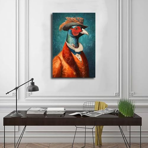 Toile faisan rétro dandy tableau poétique et élégant