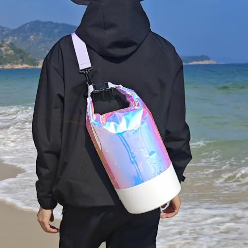 Bolsa Seca Impermeable de PVC Holográfica 20L, Mochila de Dobles Correas, Bolsa Bucket Impermeable para Kayak, Bote y Deportes al Aire Libre miniatura 7