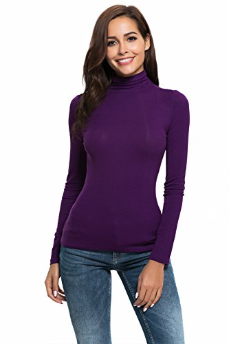 Womens Long Sleeve Mock Turtleneck Stretch Fitted Underscrubs Layer Tee Tops