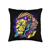 Lion Cyborg Robot Lion Cool Alien Outer Space Artistic Retro Throw Pillow