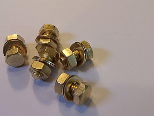 M6X12 BRASS HEX HEAD BOLTS NUTS & WASHERS (PACK 0F 5) BRASS SET SCREWS X5