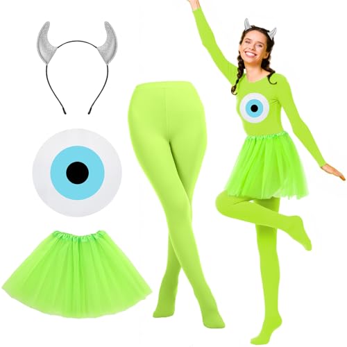 4 Pcs Halloween Bright Green Large Single Eye Monsters Costume Ac...