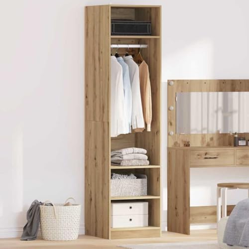 Teenpull Armario Artisan-roble de 50 x 50 x 200 cm con 4 estantes de almacenamiento moderno para dormitorio y vestidor, ahorro de espacio y funcional