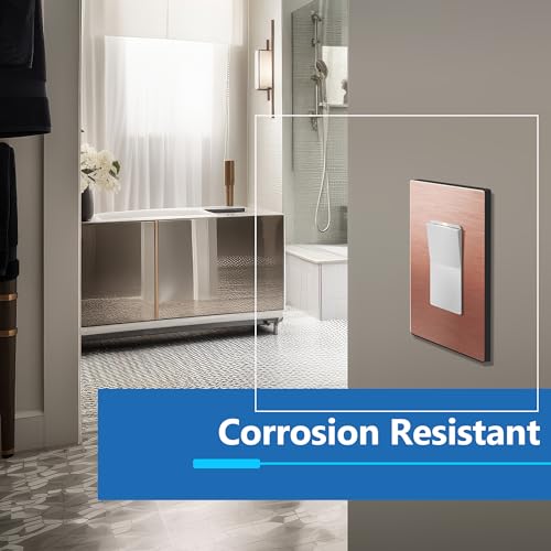 Image of LIDER Screwless Metal-Surface Wall Plate, Decorator Switch Cover, Temperature and Impact Resistant, Modern Upgrade, Mid-Size 1-Gang 4.88 inch x 3.11 inch, UL Listed, Stainless Steel, Brushed Rose Gold