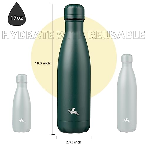 Image of Konokyo Insulated Water Bottles,17 oz Double Wall Stainless Steel Vacumm Metal Flask for Sports Travel,Army Green