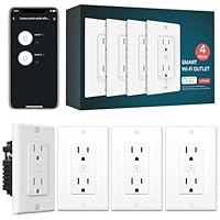 Lumary Standard Electrical Outlet, Smart in Wall Outlet Work with Alexa Google Home ETL FCC Certified 2.4G WiFi with Screws 4 Pack