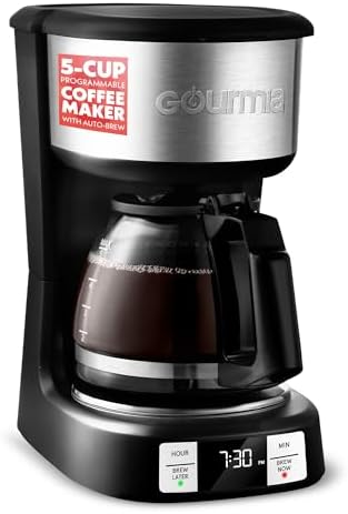 Gourmia Drip Coffee Maker – 5 Cup, One-Touch Brew, Pause & Serve, Adjustable 4 Hr Keep Warm, EZ-View Water Window, Black