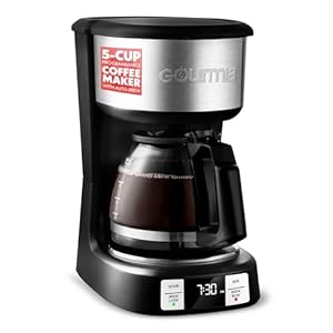 Gourmia Drip Coffee Maker – 5 Cup, One-Touch Brew, Pause & Serve, Adjustable 4 Hr Keep Warm, EZ-View Water Window, Black