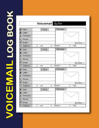 Voicemail Log Book: Phone Call, Email, Message Tracker and Notebook | Voicemail recording Notebook W