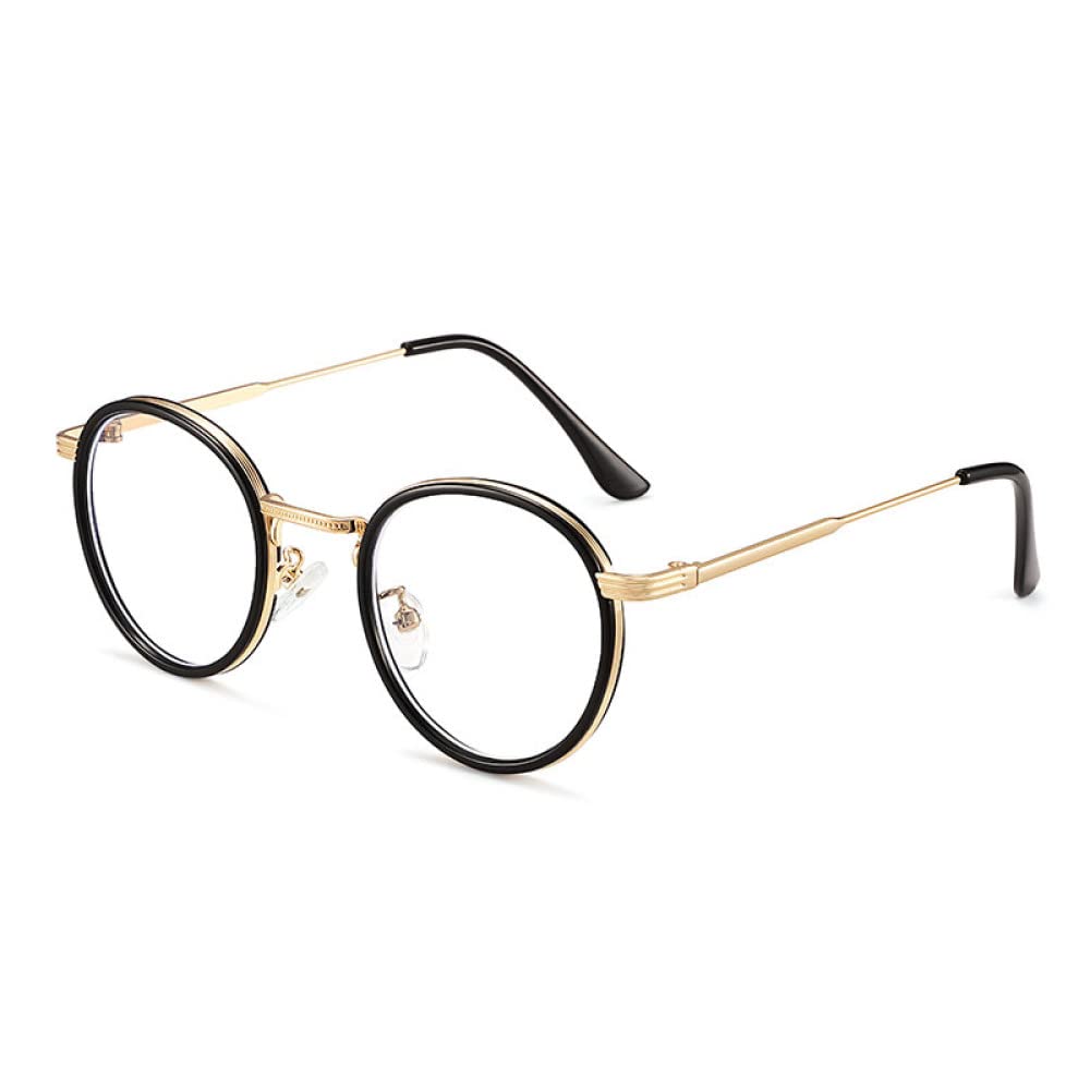 Ultraleichte Anti-Blue-Ray-Myopie-Brille kann mit optischem rundem Rahmen, schlichtem Gesicht, kleinem Rahmen, Anti-Blaulicht, Schwarzgold ausgestattet werden