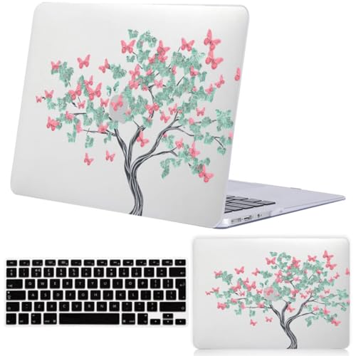 Funda MacBook 12 pulgadas A1534 para estudiantes y creativos carcasa con diseño árbol de mariposas