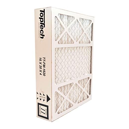 TopTech TT-FM-1620 Ready to Use TechPure TTFM1620 Air Filter 16x20x4 Top Tech OEM Cartridge 16 by 20 by 4 in Furnace MERV 11 for Carrier TT-MAC-1722 with Dakota Supplies Installation Sticker