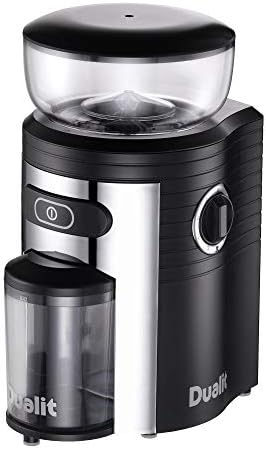 Dualit Burr Coffee Grinder | Chrome | Electric Coffee Grinder | Portion Control | Multiple Grind Settings | Conical Burr Grinder | 220g Capacity | 75015