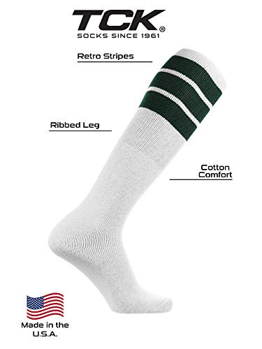 Image of TCK Retro Tube Socks with Stripes for Men & Women - 3 Stripe, 70's 80's Deadlift Socks