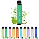 電子タバコ 使い捨て VAPE 2500回吸引可能 10風味 グリーンアップル プレミアムフレーバー 大容量 爆煙 水蒸気タバコ メンテナンス不要 ビタミン入り ニコチンなし タールなし 禁煙 ベイプ オートスイッチ O2Plus型 TORIDO