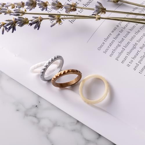Egnaro Thin and Stackable Silicone Ring:2.5mm Wide - 2mm Thick Rubber Rings Women with Half Size,4-8 Variety Multipack2