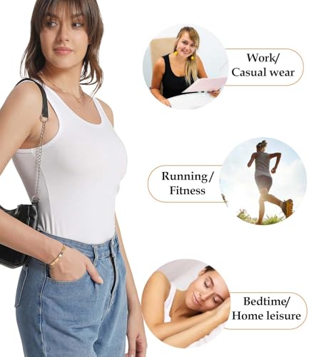 wirarpa Women's Tank Tops Cotton Undershirts Tanks Top Comfy Camis Base Layer 2-Pack3