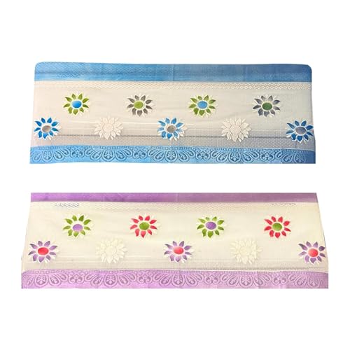 Image of Combo Cotton Net Split AC Cover Indoor Unit for 1.5Ton Capacity AC, Premium Work Indoor AC Dust Protection Cover Designer Summer Ac Cover for 1.5Ton Ac (38 X 15.35 X 7.8 inch, Blue & Purple)