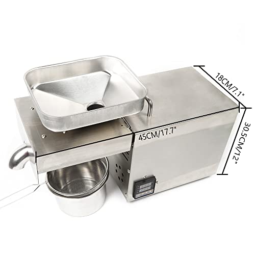 110V Oil Press Machine Heavy Duty Commercial Oil Machine Automatic Oil Expeller Extractor 610W Stainless Steel Cold/Hot Oil Extractor Electric Oil Making Machine for Home Oil Maker