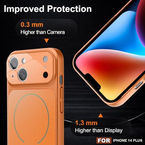 Image of SHINESTAR Premium Luxury Case Compatible with iPhone 14 Plus | Protective Back Cover with Camera Lens Safety | Wireless Charging Support | Slim Fit Durable Design | Enhanced Grip Protection Orange