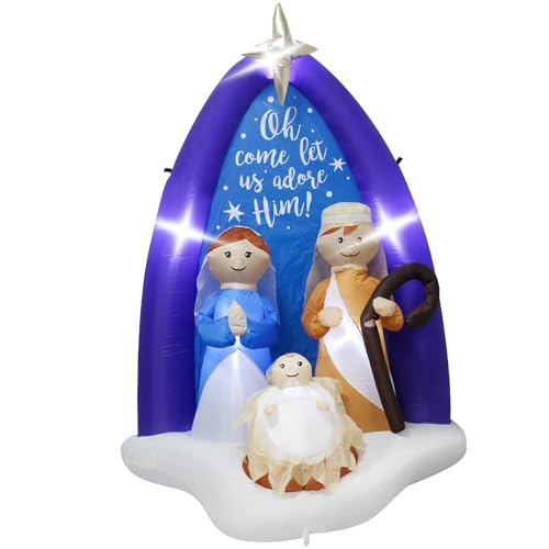 Ycolnaefllr 180 cm Weihnachtsdekoration aufblasbare Krippe, heilige...