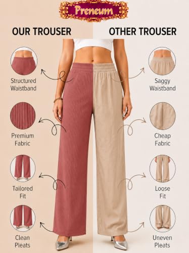 Image of Prenuem Women's High Waist Flared Korean Trousers, Trendy Casual Wear for Daily & Travel Use (Available in Plus Size)