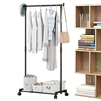 Rolling Garment Rack - Clothing Hanging Rails | Heavy Duty Clothes Racks | Garments Holder With Wheels | Multi-Functional Organizer For Bedroom Laundry Garage Nursery Dorm Closet Commercial