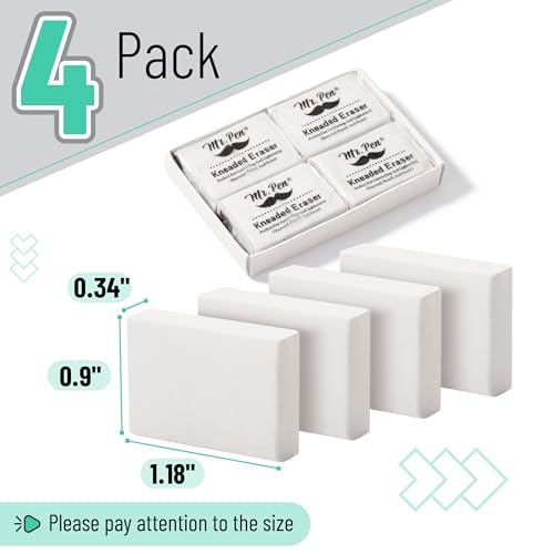Image of Mr. Pen- Kneaded Erasers, 0.9 inch x 1.18 inch, 4 Pack, White