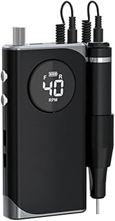 inBEKEA Lima de uñas eléctrica, Taladro de uñas eléctrico, Taladros de uñas de aleación de Aluminio de bajo Ruido, portátiles, Profesionales, Recargables, de 40000 RPM (Color: Negro Mate, tamaño: A)