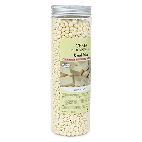Image of CEMA Professional White Chocolate Bead Wax, 400g, High Flexibility, Stripless (400 Grams, White Chocolate)