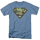 Popfunk Camo Superman Logo S Shield Green T Shirt & Stickers (X-Large) Carolina Blue
