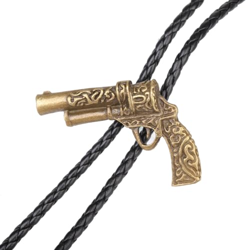 Image of GelConnie Bolo Ties for Men Women Western Cowboy Tie Mens Western Necklace Leather Necktie Gold Bolero Tie Cowboy Necklace