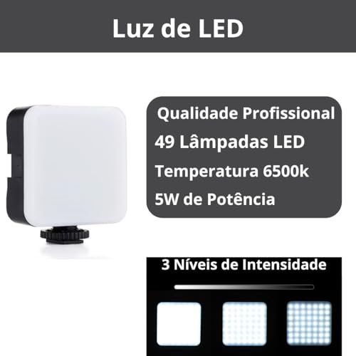 Tripé Suporte de Celular Gravação 5 em 1 com Ring Iluminação Led Microfone Vídeo Vlog Bluetooth Esta